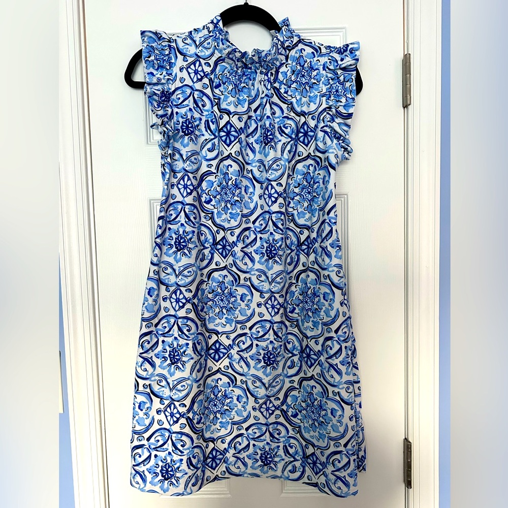 Jude Connally Size small Shari painted tile cobalt dress